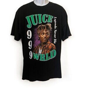 Juice Wrld Legends Never Die 999 Black Graphic Tee, XL
